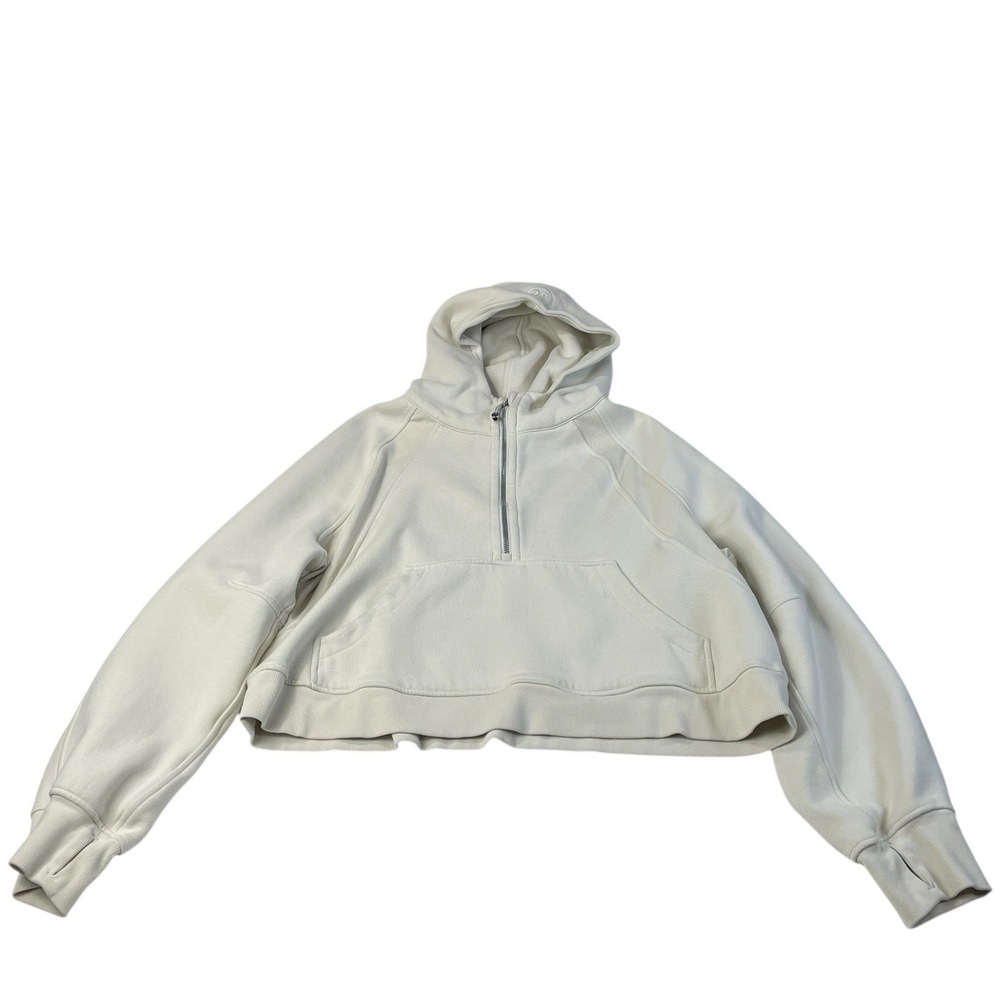 Lululemon Women's XL/XXL Cream Half-Zip Hoodie Scuba Oversized Premium Active